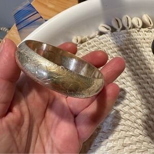 Engraved Vintage Sterling Silver lightweight Bangle Bracelet